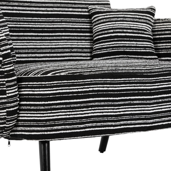English Elm Modern tufted two-seater sofa with boucle upholstery, tapered legs, storage pockets and plush comfort for small spaces and offices Black W395P376591