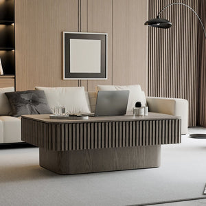 English Elm 38.6'' Fluted Lift Top Coffee Table Wood Veneer Hidden Storage Modern Living Room W1435P337635
