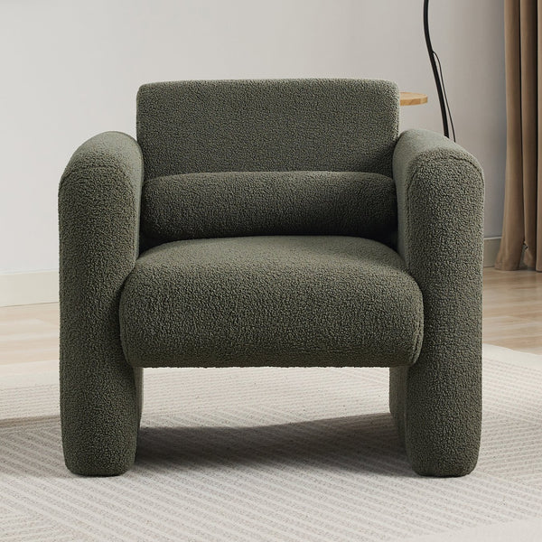 English Elm Modern Accent Chair Breathable Sherpa Upholstered Reading Armchair with Plush Cushion and Lumbar Support Seaweed Green 30 L x 25.75 W x 22.76 H WF325072AAG