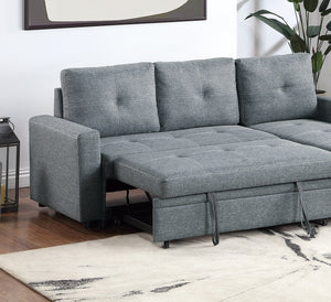 English Elm Black Polyfiber Convertible Sectional Sofa with Pull-Out Bed, Reversible Storage Chaise, 2-Pc Modern Living Room Seating B011S01020