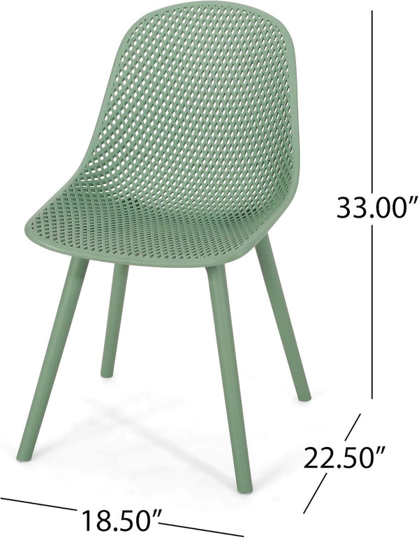 English Elm Christopher Knight Home® - POSEY Weather-Resistant Outdoor Dining Chairs Set of 4 with Perforated Diamond Mesh for Durability Green 28 L x 26 W x 18.75 H N776P243037G