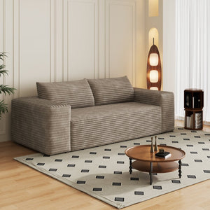 English Elm 78.8" Corduroy Three Seat Sofa Deep Cushioned Low Profile Couch for Modern Living Rooms Camel W2824P409860