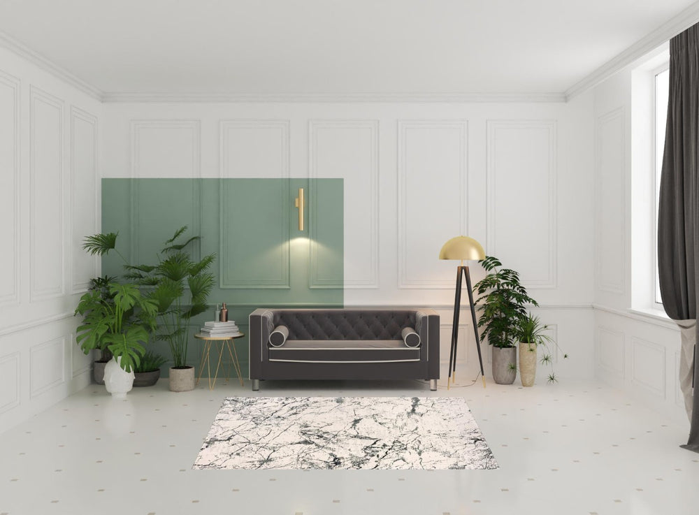 HomeRoots 5' Ivory Abstract Area Rug - Luxurious High-Low Texture for Modern Spaces, Crafted in Turkey for Quality 5' X 8' 516005