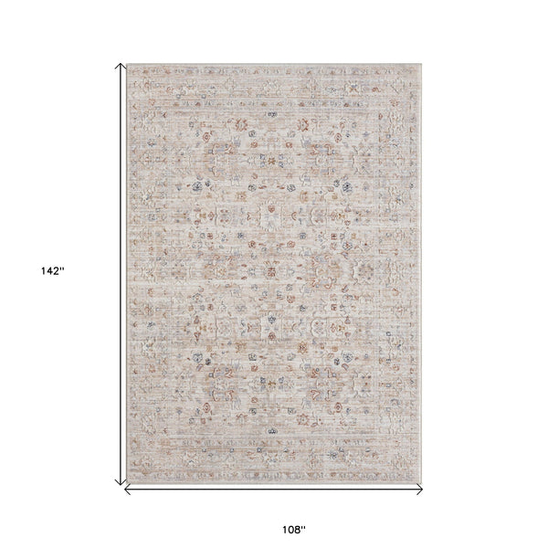 Homeroots 9' X 12' Beige Botanical Area Rug  Polyester 516014