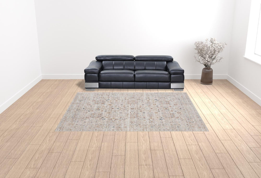 HomeRoots 4' Beige Botanical Area Rug - Elegant Soft Touch, Luxurious Texture for Living Room & Bedroom Decor 9' X 12' 516014
