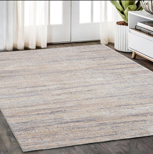 HomeRoots 4' Beige and Gray Striped Area Rug - Stylish, Durable, Stain-Resistant Design for High-Traffic Areas 5' X 8' 516024