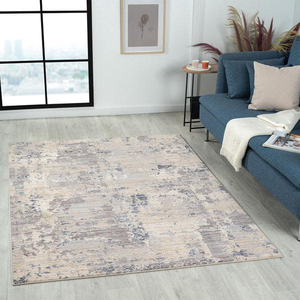 HomeRoots 4' Beige Abstract Area Rug - Turkish-Made Elegance for Living Rooms, Bedrooms, and Entryways 5' X 8' 516044