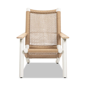 English Elm Jennifer Taylor Home - Atlas Adirondack Chair Natural Beige | All-Weather Wicker, Teak Armrests, Rust-Resistant Aluminum, Relaxed Recline Comfort B2719P320846