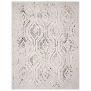 Homeroots 5' X 8' Cream Abstract Distressed Area Rug  Polyester 516050