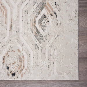 Homeroots 8' X 10' Cream Abstract Distressed Area Rug  Polyester 516051