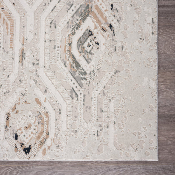 Homeroots 8' X 10' Cream Abstract Distressed Area Rug  Polyester 516051