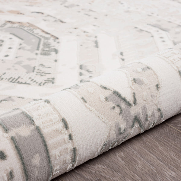 Homeroots 8' X 10' Cream Abstract Distressed Area Rug  Polyester 516051