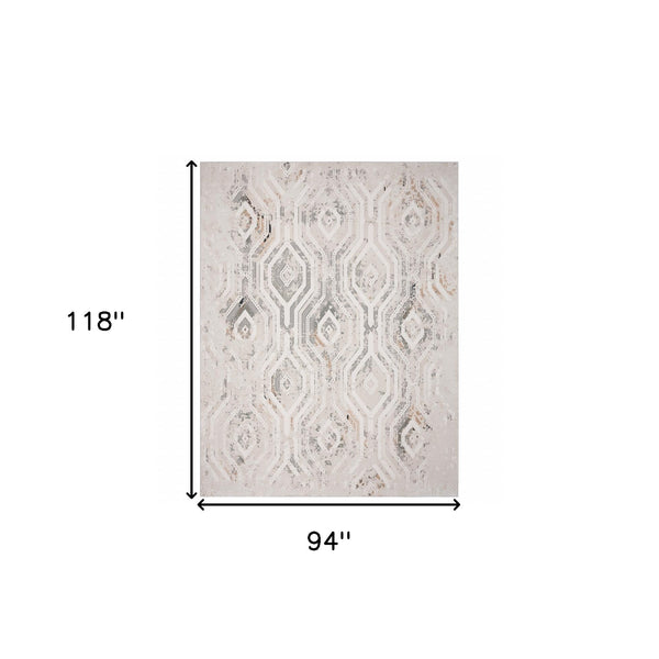 Homeroots 8' X 10' Cream Abstract Distressed Area Rug  Polyester 516051