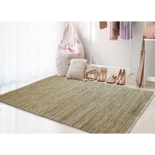 Homeroots 5' X 8' Green Abstract Hand Woven Non Skid Area Rug Natural,Smoke Green Jute 516052