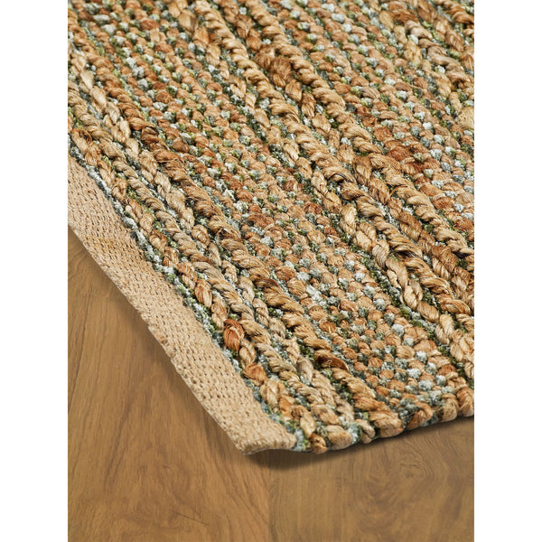 Homeroots 5' X 8' Green Abstract Hand Woven Non Skid Area Rug Natural,Smoke Green Jute 516052