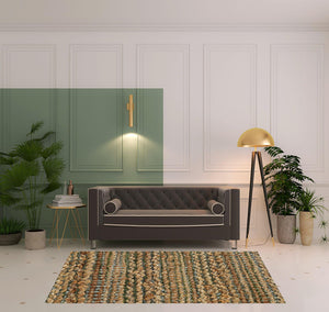 Homeroots 5' X 8' Green Abstract Hand Woven Non Skid Area Rug Natural,Smoke Green Jute 516052