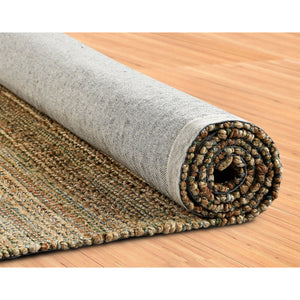 Homeroots 8' X 10' Green Abstract Hand Woven Non Skid Area Rug Natural,Smoke Green Jute 516053