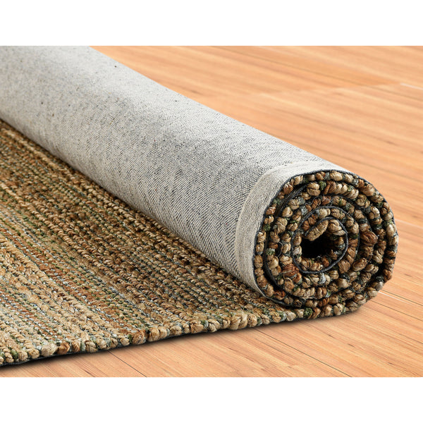 Homeroots 8' X 10' Green Abstract Hand Woven Non Skid Area Rug Natural,Smoke Green Jute 516053