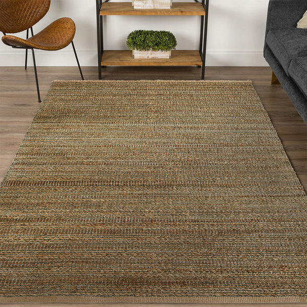 Homeroots 8' X 10' Green Abstract Hand Woven Non Skid Area Rug Natural,Smoke Green Jute 516053