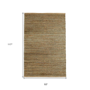 Homeroots 8' X 10' Green Abstract Hand Woven Non Skid Area Rug Natural,Smoke Green Jute 516053