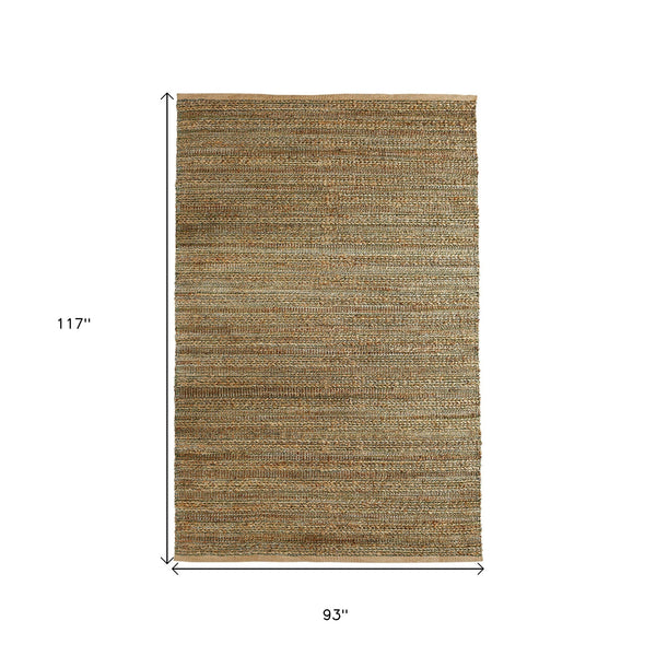 Homeroots 8' X 10' Green Abstract Hand Woven Non Skid Area Rug Natural,Smoke Green Jute 516053