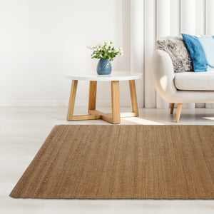 Homeroots 5' X 8' Beige Hand Woven Non Skid Area Rug Natural Jute 516054