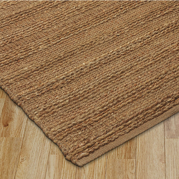 Homeroots 5' X 8' Beige Hand Woven Non Skid Area Rug Natural Jute 516054