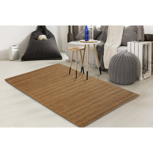 Homeroots 5' X 8' Beige Hand Woven Non Skid Area Rug Natural Jute 516054