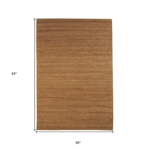 Homeroots 5' X 8' Beige Hand Woven Non Skid Area Rug Natural Jute 516054