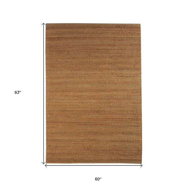 Homeroots 5' X 8' Beige Hand Woven Non Skid Area Rug Natural Jute 516054