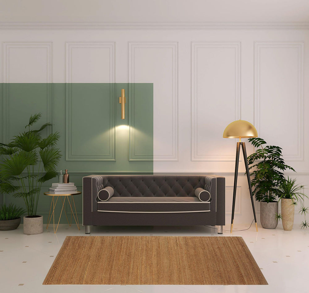 Homeroots 5' X 8' Beige Hand Woven Non Skid Area Rug Natural Jute 516054