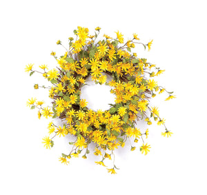 Homeroots 23" Green And Yellow Artificial Spring Daisy Wreath  Polyester 516072
