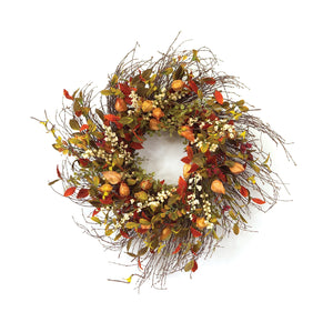 Homeroots 20" Green And Brown Artificial Fall Mixed Assortment Wreath  Polyester 516074
