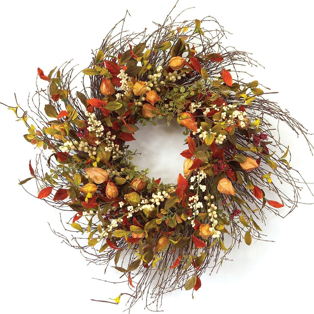 Homeroots 20" Green And Brown Artificial Fall Mixed Assortment Wreath  Polyester 516074