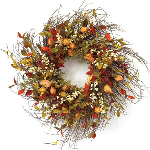 Homeroots 20" Green And Brown Artificial Fall Mixed Assortment Wreath  Polyester 516074