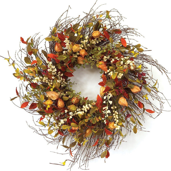 Homeroots 20" Green And Brown Artificial Fall Mixed Assortment Wreath  Polyester 516074