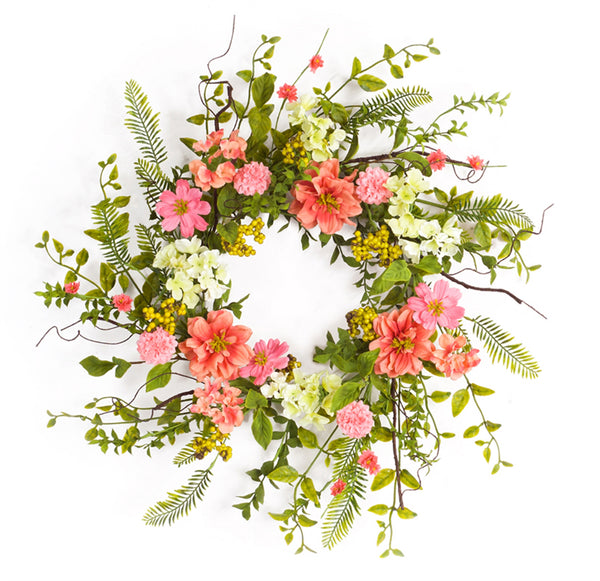 Homeroots 27" Pink And Green Spring Berry Artificial Wreath  Polyester 516079