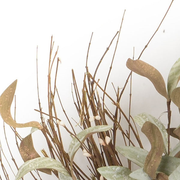 Homeroots 28" Green And White Artificial Cotton Wreath  Styrofoam 516082