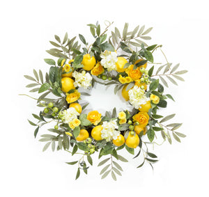 Homeroots 22" Green And Yellow Summer Lemon Artificial Wreath  Styrofoam 516089