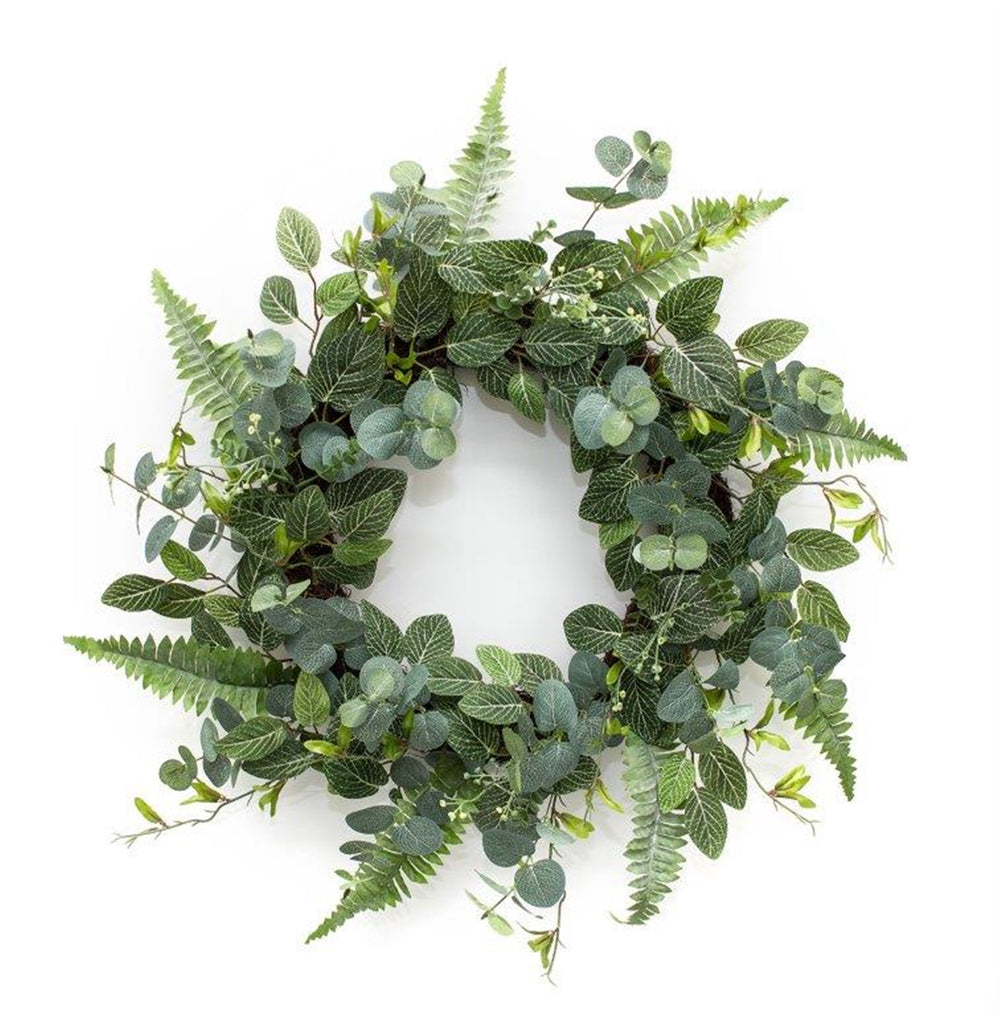 Homeroots 27" Green Mixed Assortment Artificial Wreath  Polyester 516092