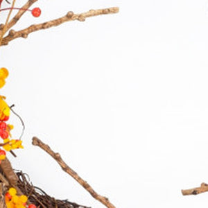 Homeroots 25" Orange Red Artificial Fall Twig Wreath  Styrofoam 516094