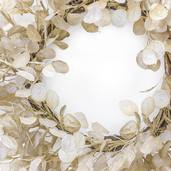 Homeroots 33" Beige And Brown Artificial Eucalyptus Wreath  Polyester 516095