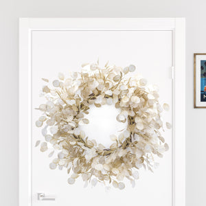 Homeroots 33" Beige And Brown Artificial Eucalyptus Wreath  Polyester 516095