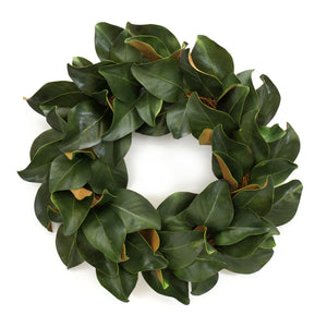 Homeroots 24" Green And Brown Artificial Magnolia Wreath  Styrofoam 516099