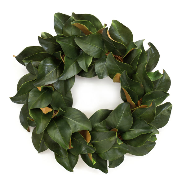 Homeroots 24" Green And Brown Artificial Magnolia Wreath  Styrofoam 516099