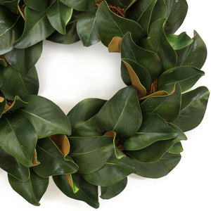 Homeroots 24" Green And Brown Artificial Magnolia Wreath  Styrofoam 516099