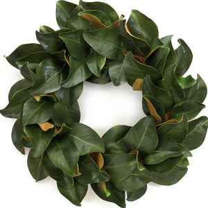 Homeroots 24" Green And Brown Artificial Magnolia Wreath  Styrofoam 516099