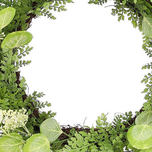 Homeroots 28" Green And White Artificial Fern Wreath  Polyester 516101