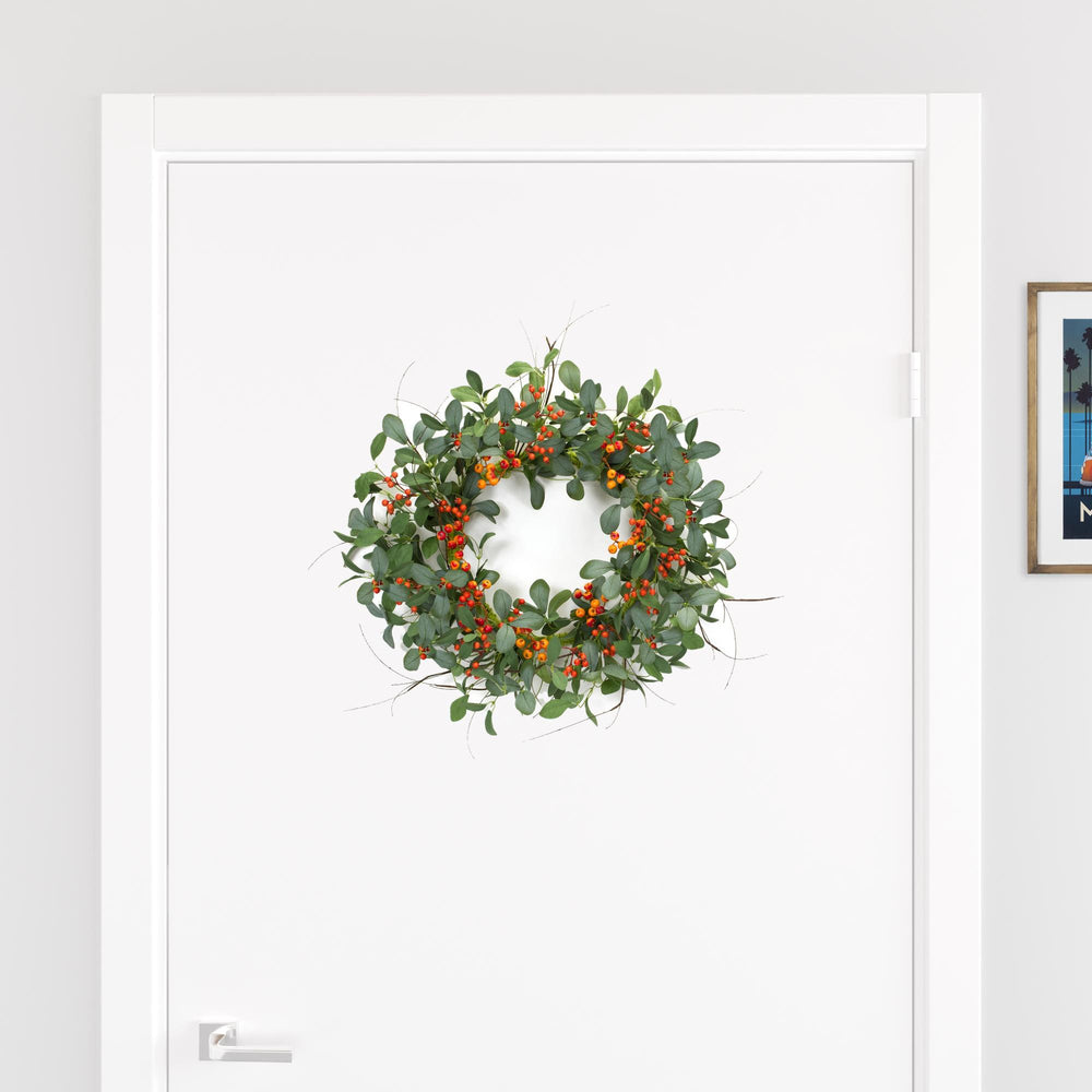 Homeroots 21" Green And Orange Artificial Mixed Assortment Wreath  Styrofoam 516102