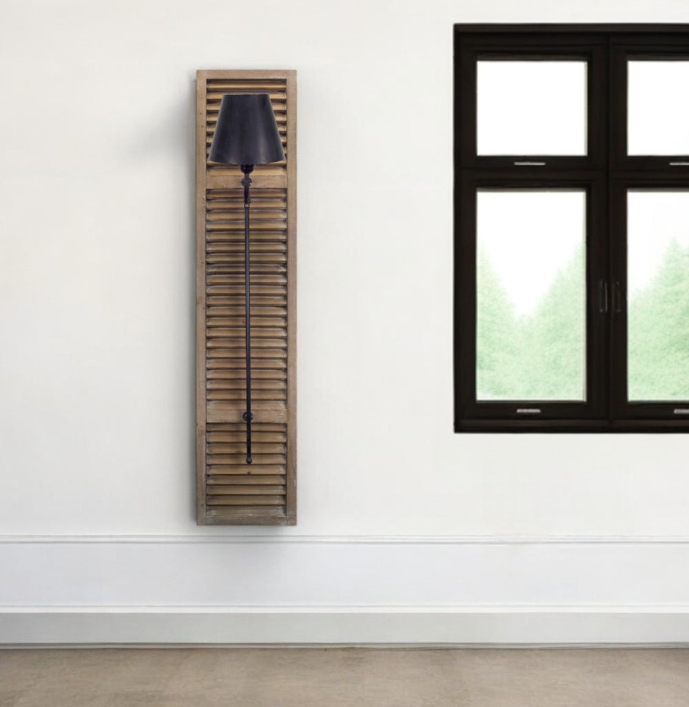 Homeroots Shaded Wood Ceiling Light With Black Shades   516117